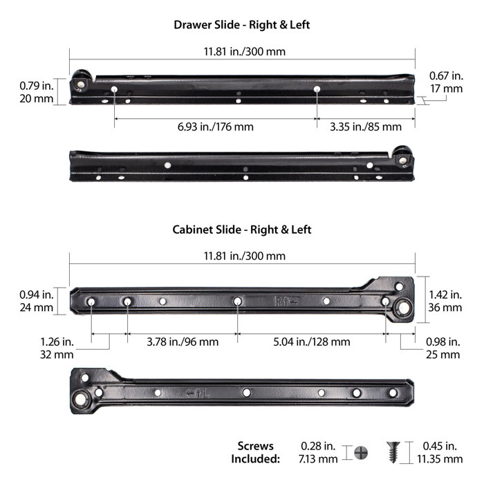 Ameriwood 3/4 Extension 11.81'' Bottom Mount Metal Drawer Slide Wayfair